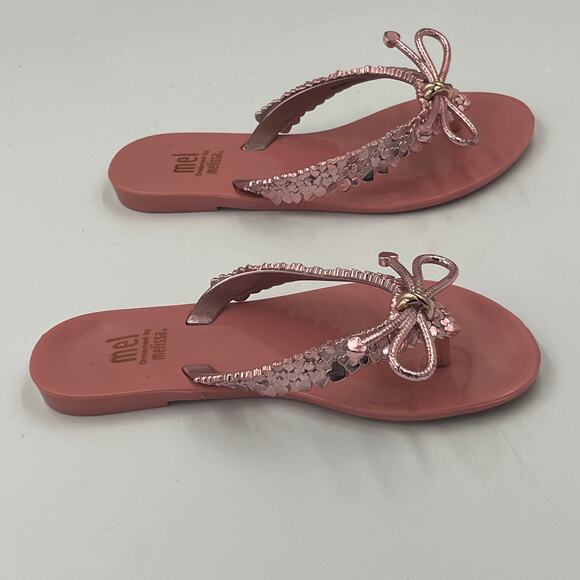 Mini Melissa Mel Harmonic Chrome III Rose Gold Sandals Little Girl sz 13 - Picture 6 of 9